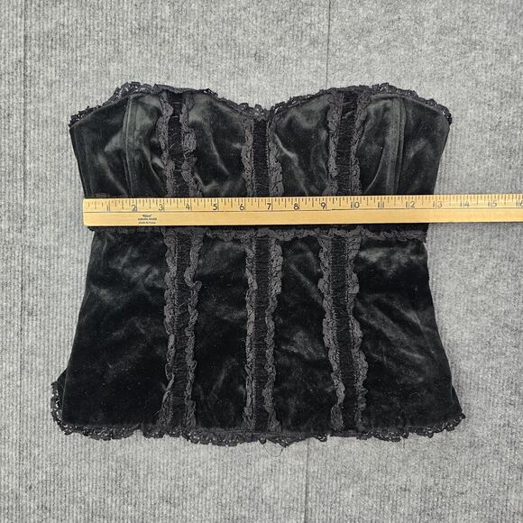 Nanette Lepore Top Womens 4 Velvet Corset Lace Trim Strapless Bustier Gothic - Picture 2 of 6